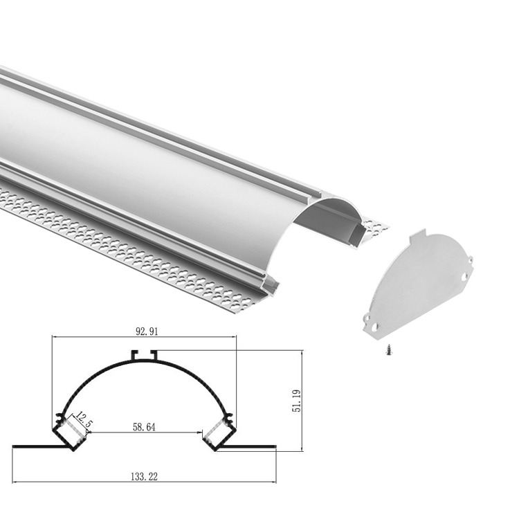 Recessed aluminum profile