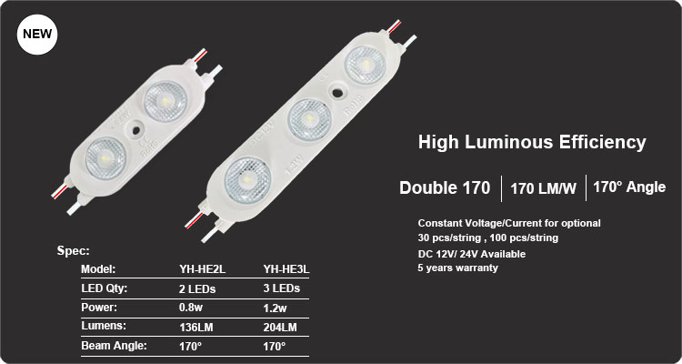 high brightness led module 170 lm/w with widely view angle lens